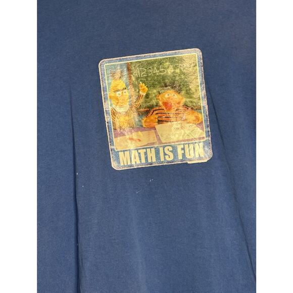 Sesame Street Bert Ernie T Shirt Math Is Fun Size XL Mens Blue Cotton Grunge - Picture 3 of 7